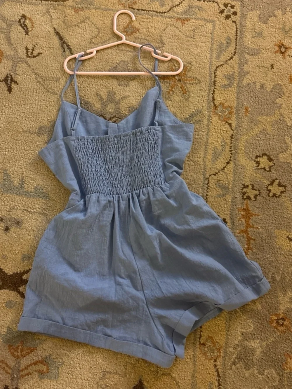 Pink Lily Light Blue Button-Front Girls' One-Piece Romper
